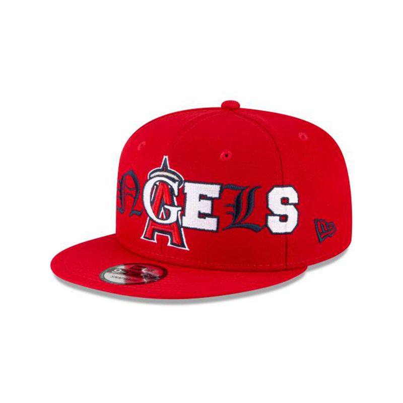 MLB Los Angeles Angels Mixed Font 9Fifty Snapback (JXL8851) - Red New Era Caps